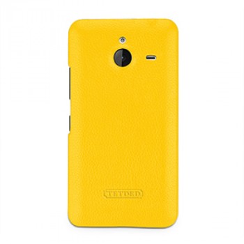 Кожаный чехол накладка (нат. кожа) серия Back Cover для Microsoft Lumia 640 XL Желтый