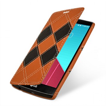 Эксклюзивный кожаный чехол горизонтальная книжка (2 вида нат. кожи) серия Rhombes для LG G4