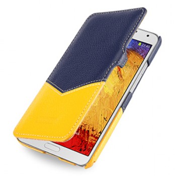 Кожаный чехол горизонтальная книжка с отделением для карты (2 вида нат. кожи) с крепежной застежкой для Samsung Galaxy Note 3
