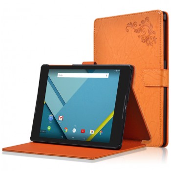 Чехол подставка текстурный на поликарбонатной основе с магнитной застежкой для Google Nexus 9 Оранжевый