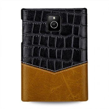 Кожаный чехол накладка (нат. кожа двух видов) ручной работы для Blackberry Passport