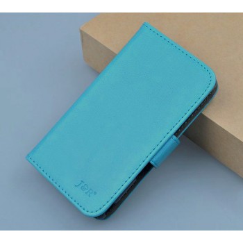 Чехол портмоне подставка на пластиковой основе с магнитной застежкой для Fly IQ434 Era Nano 5 Голубой