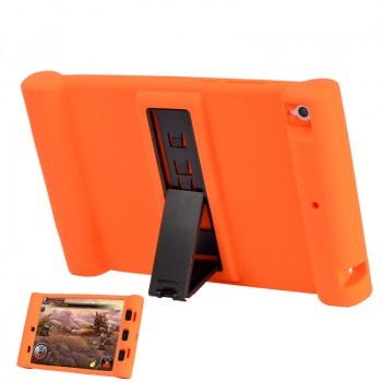 Детский силиконовый противоударный защитный чехол со встроенной подставкой для Xiaomi MiPad Оранжевый