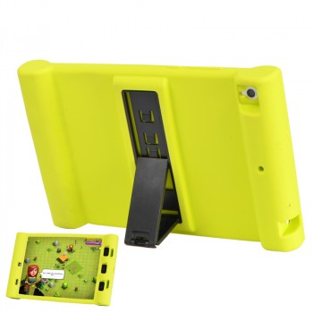 Детский силиконовый противоударный защитный чехол со встроенной подставкой для Xiaomi MiPad Желтый