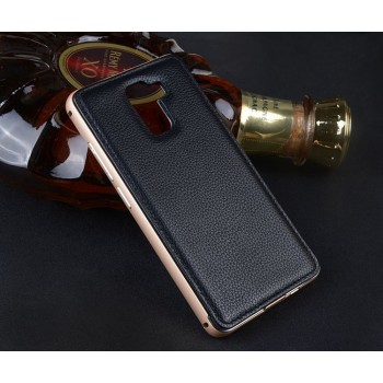 Двухкомпонентный чехол с металлическим бампером и кожаной накладкой для Huawei Honor 7
