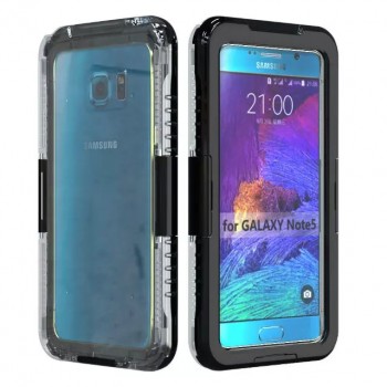 Двухмодульный силиконовый пылеводонепроницаемый IP68 ударостойкий чехол с активной крышкой для Samsung Galaxy Note 5 Черный