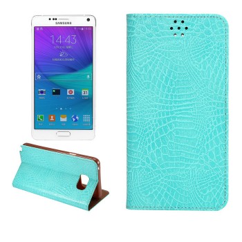 Чехол флип подставка на силиконовой основе с отделением для карт текстура Змея для Samsung Galaxy Note 5 Голубой