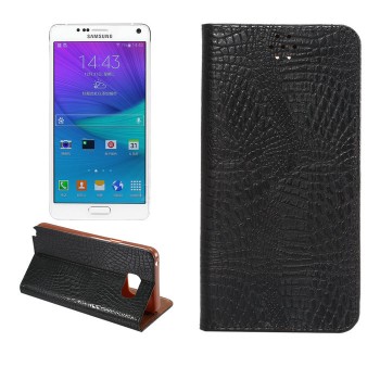 Чехол флип подставка на силиконовой основе с отделением для карт текстура Змея для Samsung Galaxy Note 5 Черный