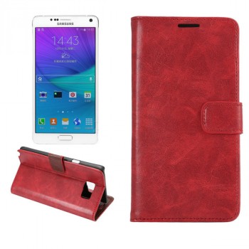 Чехол портмоне подставка на пластиковой основе для Samsung Galaxy Note 5 Красный