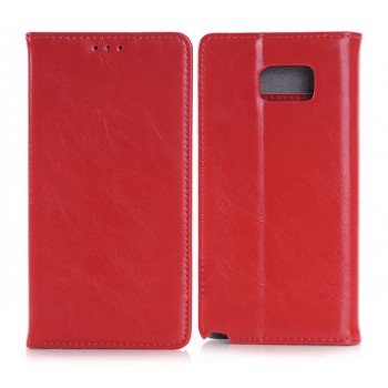 Вощеный чехол флип подставка с внутренним карманом на пластиковой основе для Samsung Galaxy Note 5 Красный