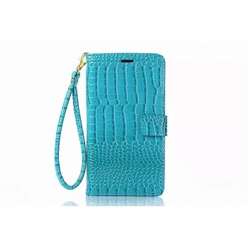 Глянцевый чехол портмоне подставка с магнитной защелкой текстура Крокодил для Samsung Galaxy Note 5 Синий