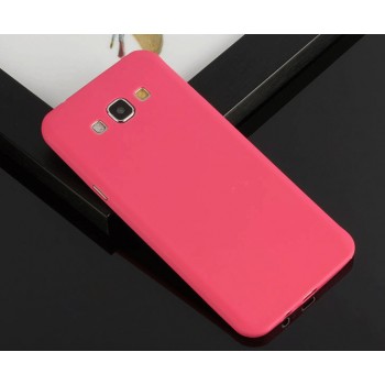 Силиконовый матовый нанотонкий 0.39 мм чехол для Samsung Galaxy E7 Красный