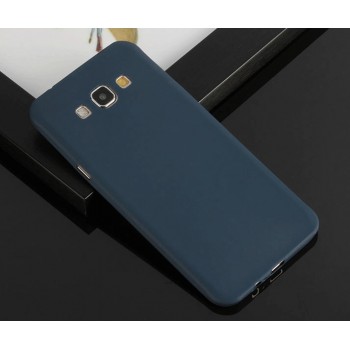Силиконовый матовый нанотонкий 0.39 мм чехол для Samsung Galaxy E7 Синий