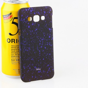 Пластиковый матовый непрозрачный чехол с голографическим принтом Звезды для Samsung Galaxy A8 Фиолетовый