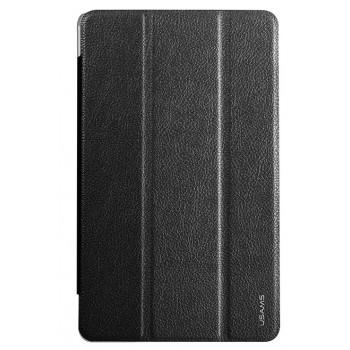 Чехол смарт флип подставка сегментарный на пластиковой транспарентной основе с кожаной текстурой для Samsung Galaxy Tab S 8.4 Черный