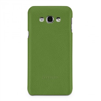 Кожаный чехол накладка (нат. кожа) серия Back Cover для Samsung Galaxy A8 Зеленый