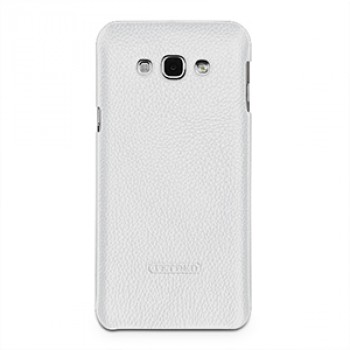 Кожаный чехол накладка (нат. кожа) серия Back Cover для Samsung Galaxy A8 Белый
