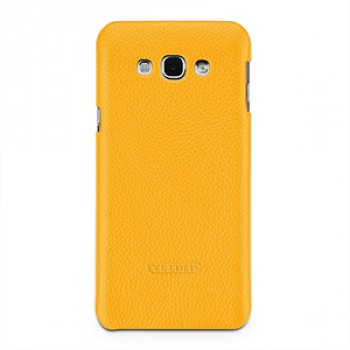 Кожаный чехол накладка (нат. кожа) серия Back Cover для Samsung Galaxy A8 Желтый