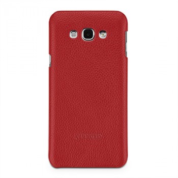 Кожаный чехол накладка (нат. кожа) серия Back Cover для Samsung Galaxy A8 Красный