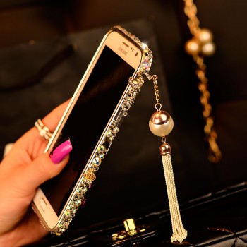 Дизайнерский металлический бампер с инкрустацией стразами и бижутерией ручной работы для Samsung Galaxy Note 4