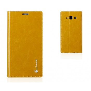 Кожаный чехол горизонтальная книжка подставка на присосках для Samsung Galaxy A8 Желтый