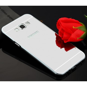 Гибридный металлический двухкомпонентный чехол и поликарбонатной крышкой с зеркальным покрытием для Samsung Galaxy A8 Серый