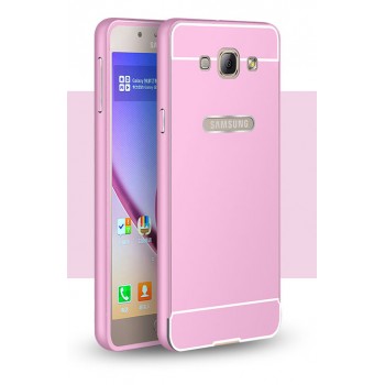 Двухкомпонентный чехол с металлическим бампером и поликарбонатной накладкой для Samsung Galaxy A8 Розовый