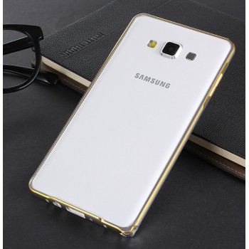 Металлический бампер с золотой окантовкой для Samsung Galaxy A8 Белый