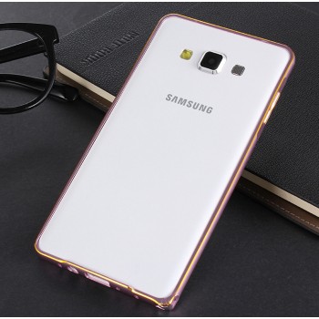 Металлический бампер с золотой окантовкой для Samsung Galaxy A8 Розовый