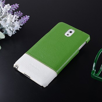 Кожаный чехол накладка двухцветная для Samsung Galaxy Note 3 Зеленый