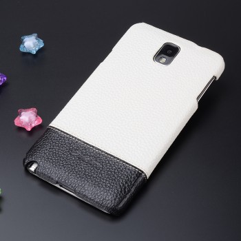Кожаный чехол накладка двухцветная для Samsung Galaxy Note 3 Белый