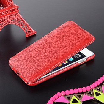 Кожаный чехол вертикальная книжка с защёлкой для Iphone 6 Plus/6s Plus Красный