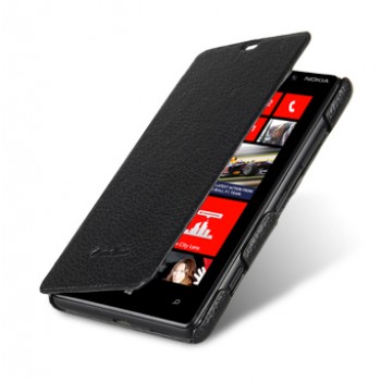 Кожаный чехол горизонтальная книжка для Nokia Lumia 820 Черный