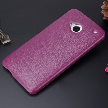 Кожаный чехол накладка Back Cover для HTC One (М7) Dual SIM Фиолетовый