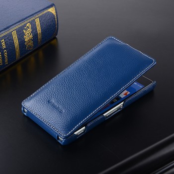 Кожаный чехол вертикальная книжка с защёлкой для Sony Xperia Z3 Синий