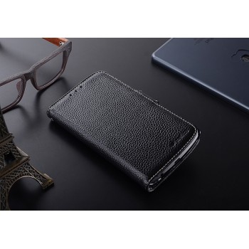 Кожаный чехол горизонтальная книжка с отделением для карт с крепежной застежкой для LG G3 (Dual-LTE) Черный
