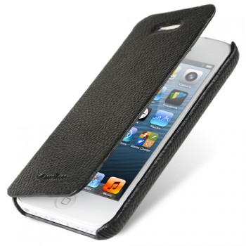 Кожаный чехол горизонтальная книжка для Iphone 5c Черный