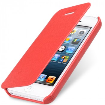 Кожаный чехол горизонтальная книжка для Iphone 5c Красный