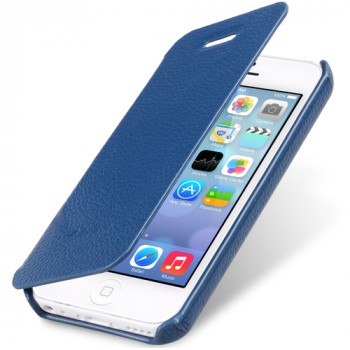 Кожаный чехол горизонтальная книжка для Iphone 5c Синий