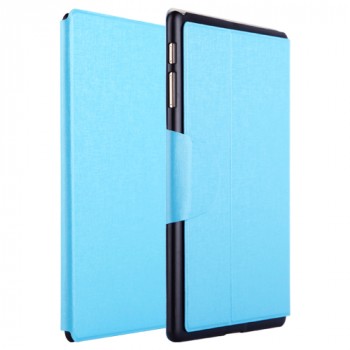 Чехол подставка на пластиковой основе со слотом для карт и застежкой текстурный Silk для Samsung Galaxy Tab S 10.5 Голубой