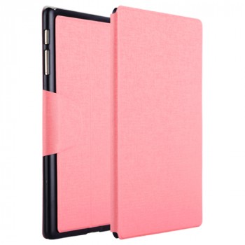Чехол подставка на пластиковой основе со слотом для карт и застежкой текстурный Silk для Samsung Galaxy Tab S 10.5 Розовый