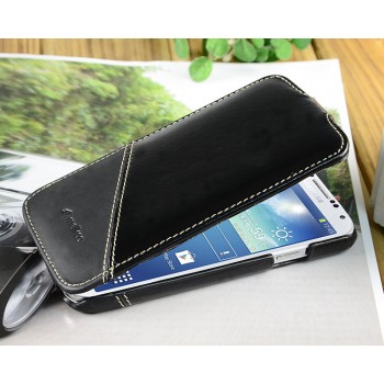 Кожаный чехол вертикальная книжка (2 вида кожи) для Samsung Galaxy S4