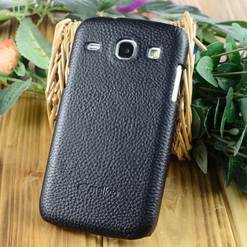 Кожаный чехол накладка Back Cover для Samsung Galaxy Core Черный