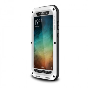 Антиударный пылевлагозащищенный гибридный премиум чехол силикон/металл/закаленное стекло для Xiaomi Mi Note Белый