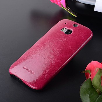 Кожаный вощеный чехол накладка Back Cover для HTC One (M8) Пурпурный