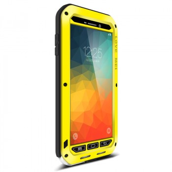 Антиударный пылевлагозащищенный гибридный премиум чехол силикон/металл/закаленное стекло для Samsung Galaxy Note 5 Желтый