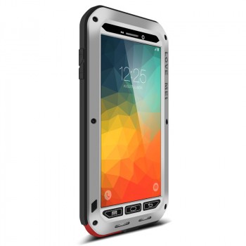 Антиударный пылевлагозащищенный гибридный премиум чехол силикон/металл/закаленное стекло для Samsung Galaxy Note 5 Серый