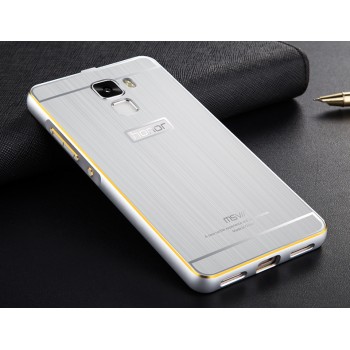 Двухкомпонентный чехол с металлическим бампером с золотой окантовкой и поликарбонатной накладкой для Huawei Honor 7 Белый