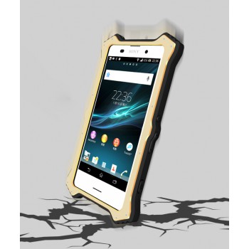 Антиударный пылевлагозащищенный гибридный премиум чехол силикон/металл/закаленное стекло со съёмной крышкой с окном вызова и свайпом для Samsung Galaxy Note 5 Бежевый
