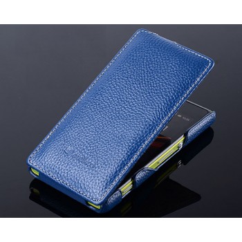 Кожаный чехол книжка вертикальная для Sony Xperia M Синий